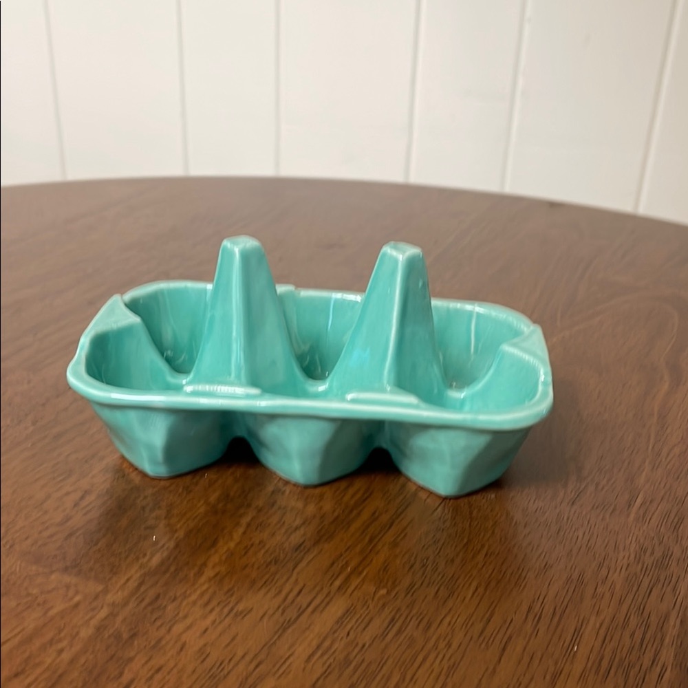 Anthro | Turquoise Ceramic Egg Holder